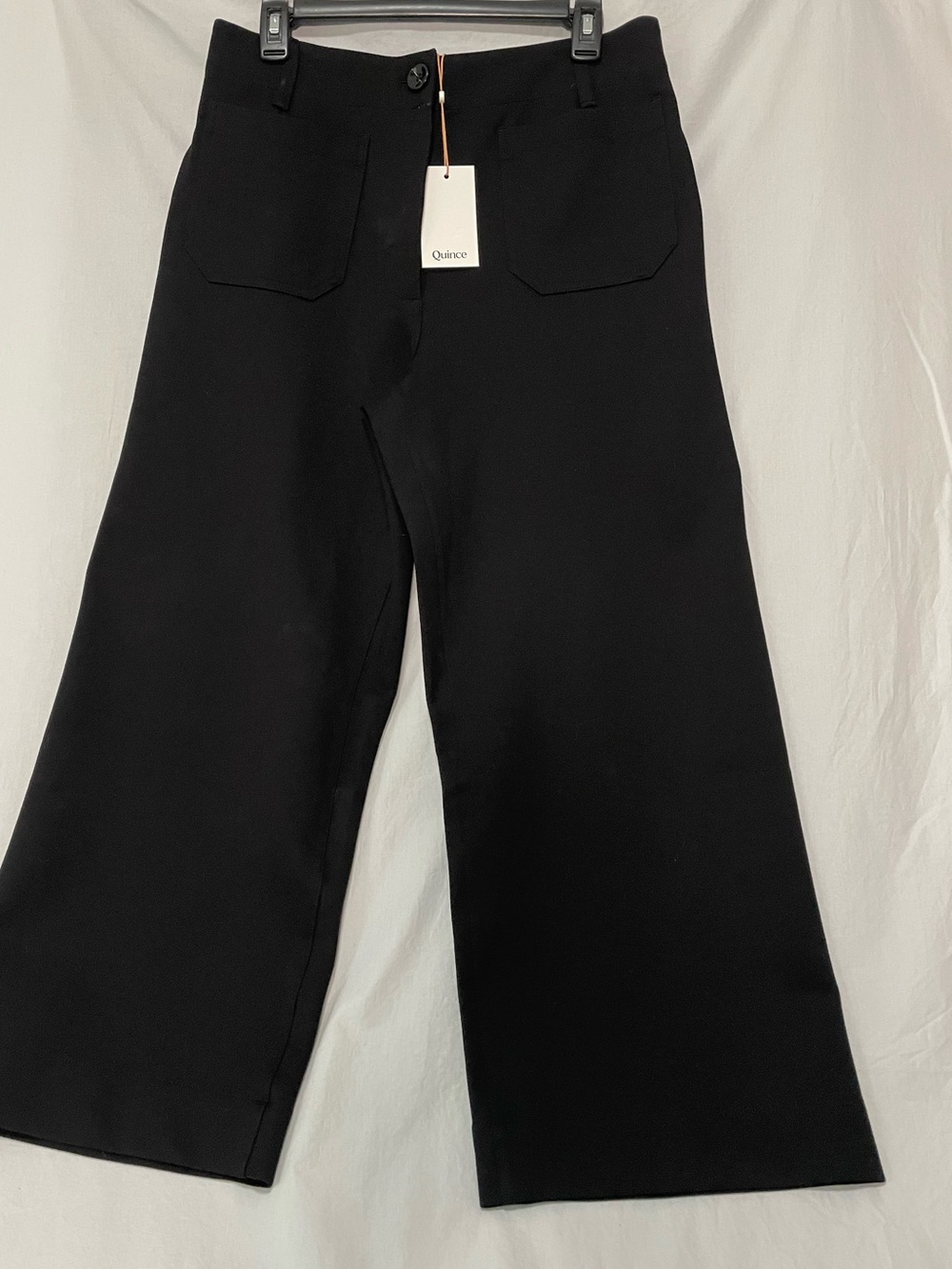 Quince Ultra-Stretch Ponte Cropped Wide Leg Pants, Black Sz 10, NWT, Rayon Blend
